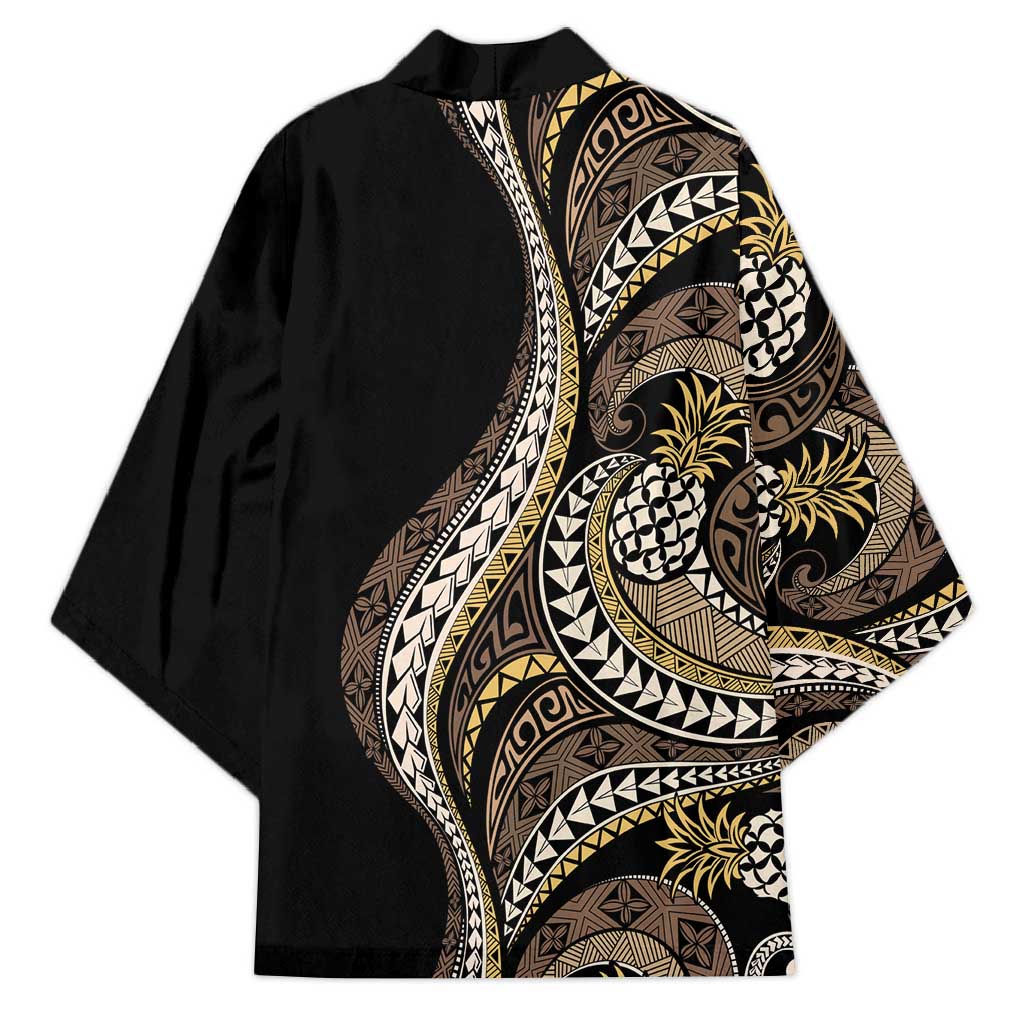 Hawaii Pineapple Brown Tribal Pattern Kimono LT01 - Polynesian Pride