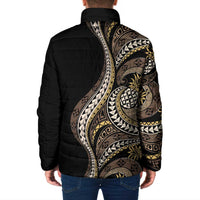 Hawaii Pineapple Brown Tribal Pattern Padded Jacket - Polynesian Pride
