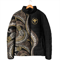 Hawaii Pineapple Brown Tribal Pattern Padded Jacket - Polynesian Pride