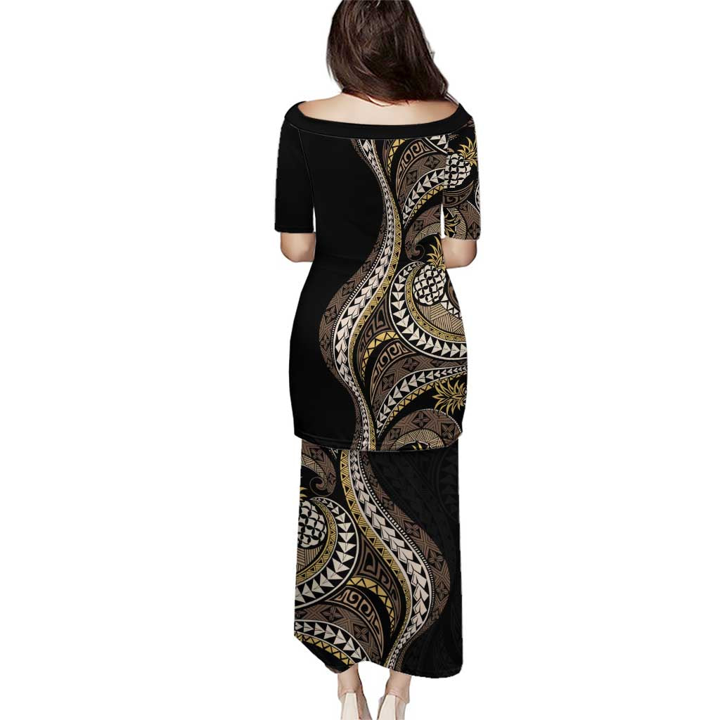 Hawaii Pineapple Brown Tribal Pattern Puletasi - Polynesian Pride