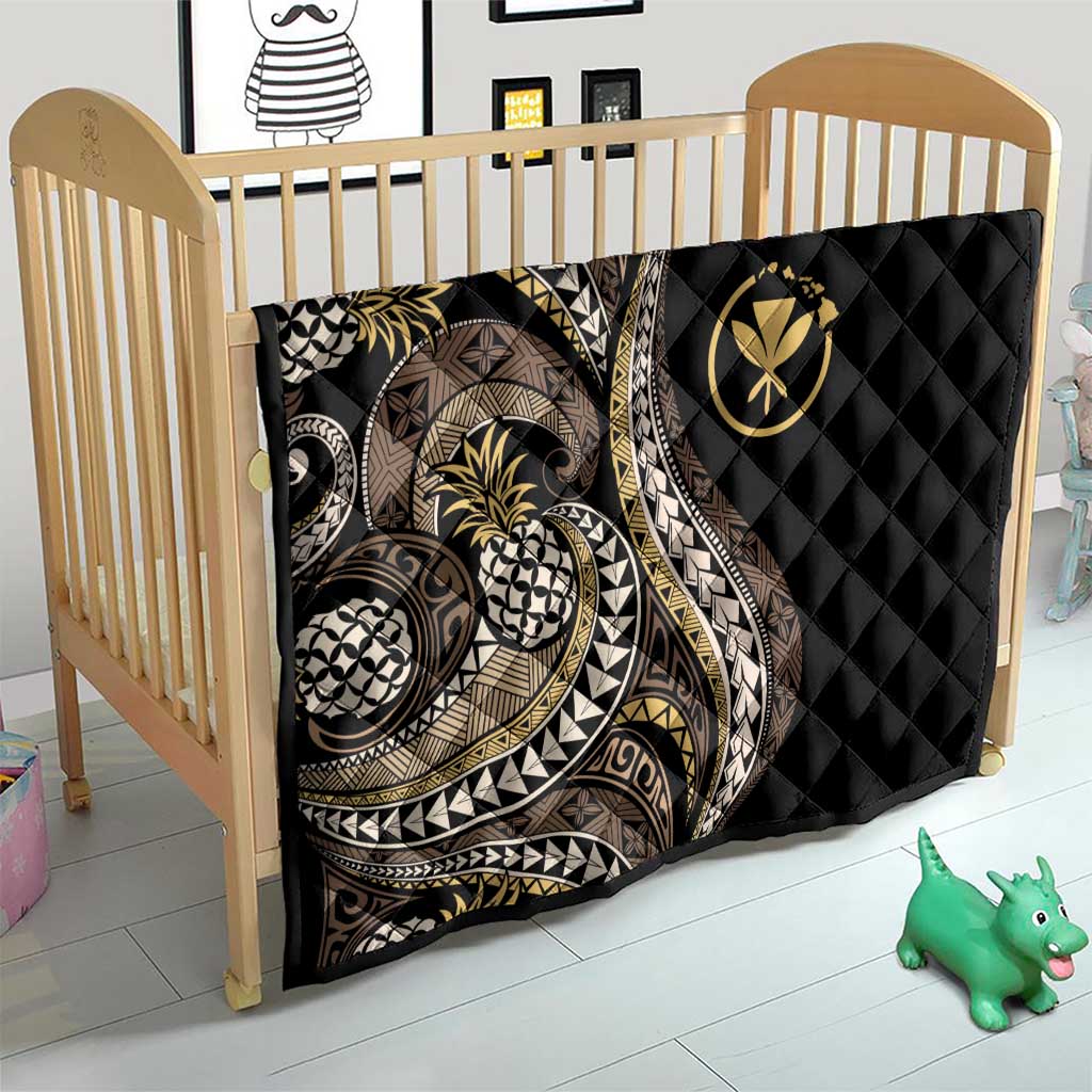 Hawaii Pineapple Brown Tribal Pattern Quilt - Polynesian Pride