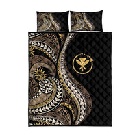 Hawaii Pineapple Brown Tribal Pattern Quilt Bed Set - Polynesian Pride