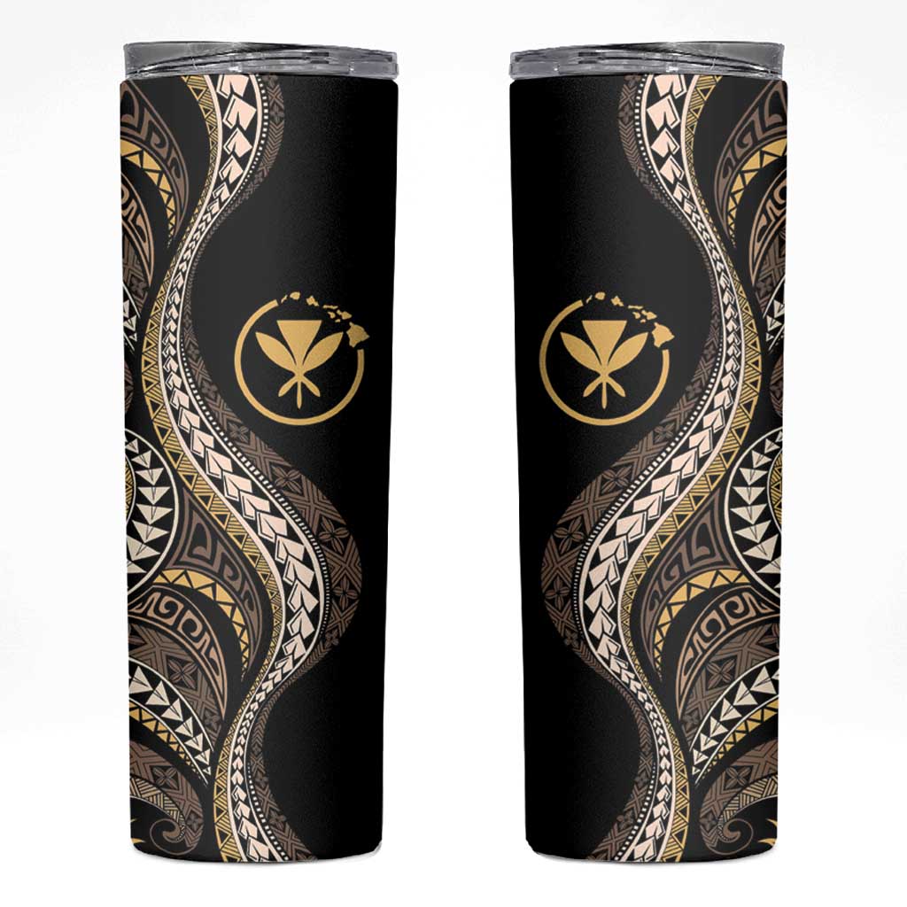 Hawaii Pineapple Brown Tribal Pattern Skinny Tumbler - Polynesian Pride