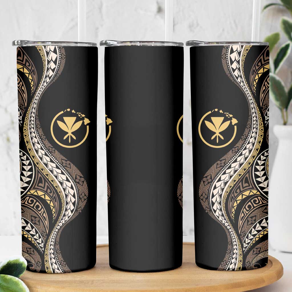 Hawaii Pineapple Brown Tribal Pattern Skinny Tumbler - Polynesian Pride