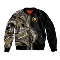 Hawaii Pineapple Brown Tribal Pattern Sleeve Zip Bomber Jacket LT01 Unisex Brown - Polynesian Pride