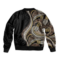 Hawaii Pineapple Brown Tribal Pattern Sleeve Zip Bomber Jacket LT01 - Polynesian Pride