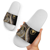 Hawaii Pineapple Brown Tribal Pattern Slide Sandals LT01 - Polynesian Pride