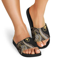 Hawaii Pineapple Brown Tribal Pattern Slide Sandals LT01 - Polynesian Pride