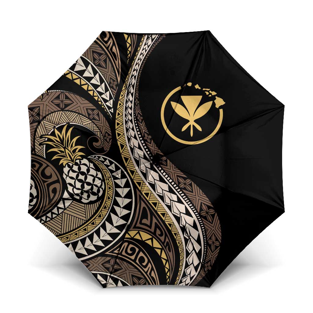 Hawaii Pineapple Brown Tribal Pattern Umbrella - Polynesian Pride