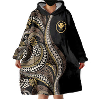 Hawaii Pineapple Brown Tribal Pattern Wearable Blanket Hoodie - Polynesian Pride