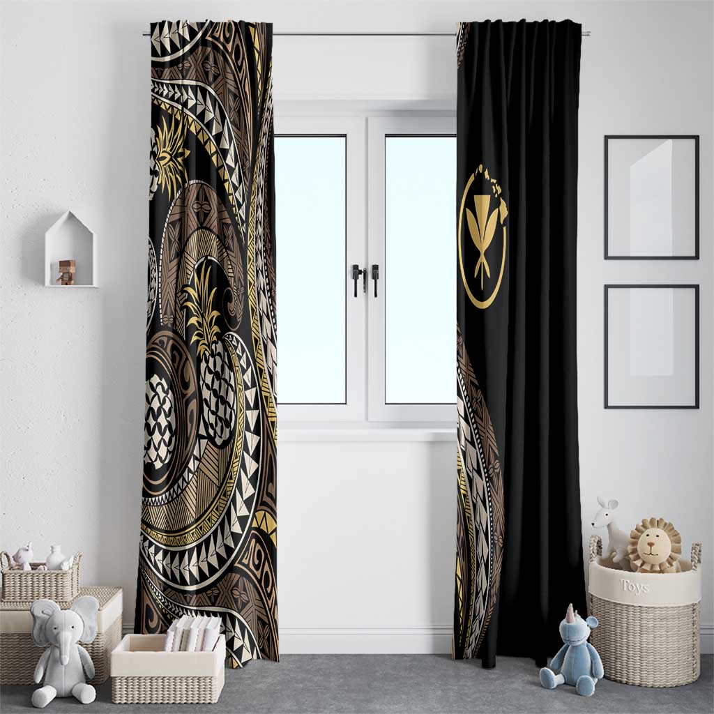 Hawaii Pineapple Brown Tribal Pattern Window Curtain LT01 - Polynesian Pride