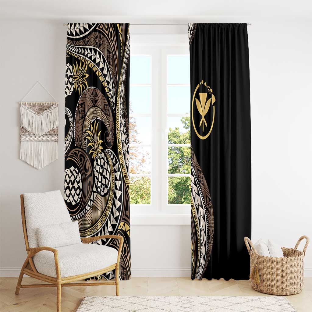 Hawaii Pineapple Brown Tribal Pattern Window Curtain LT01 - Polynesian Pride