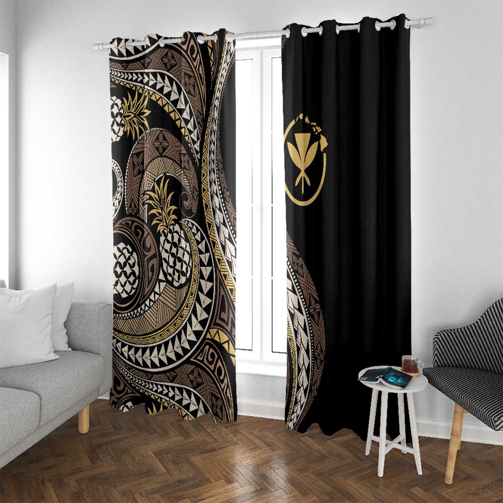 Hawaii Pineapple Brown Tribal Pattern Window Curtain LT01 With Grommets Brown - Polynesian Pride