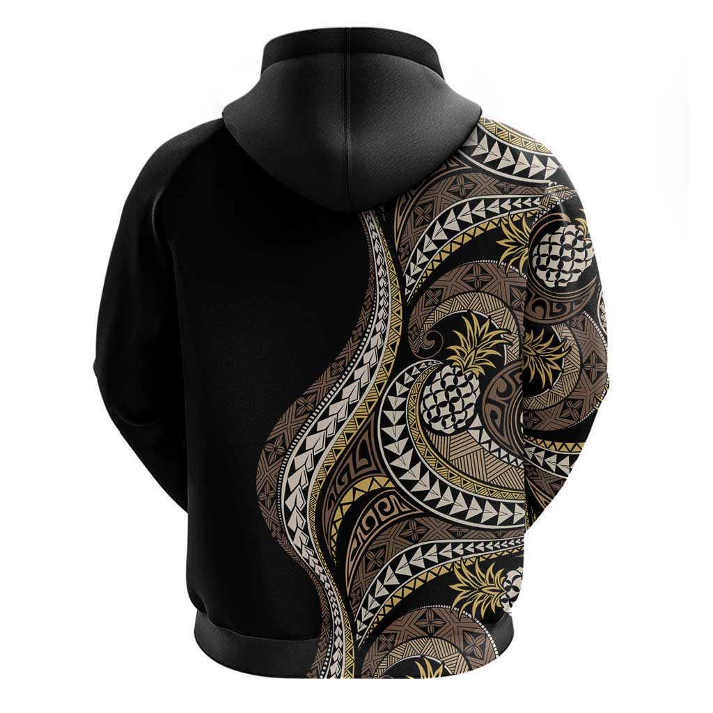 Hawaii Pineapple Brown Tribal Pattern Zip Hoodie - Polynesian Pride