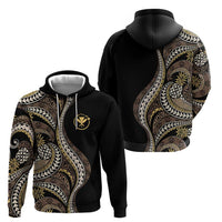 Hawaii Pineapple Brown Tribal Pattern Zip Hoodie - Polynesian Pride