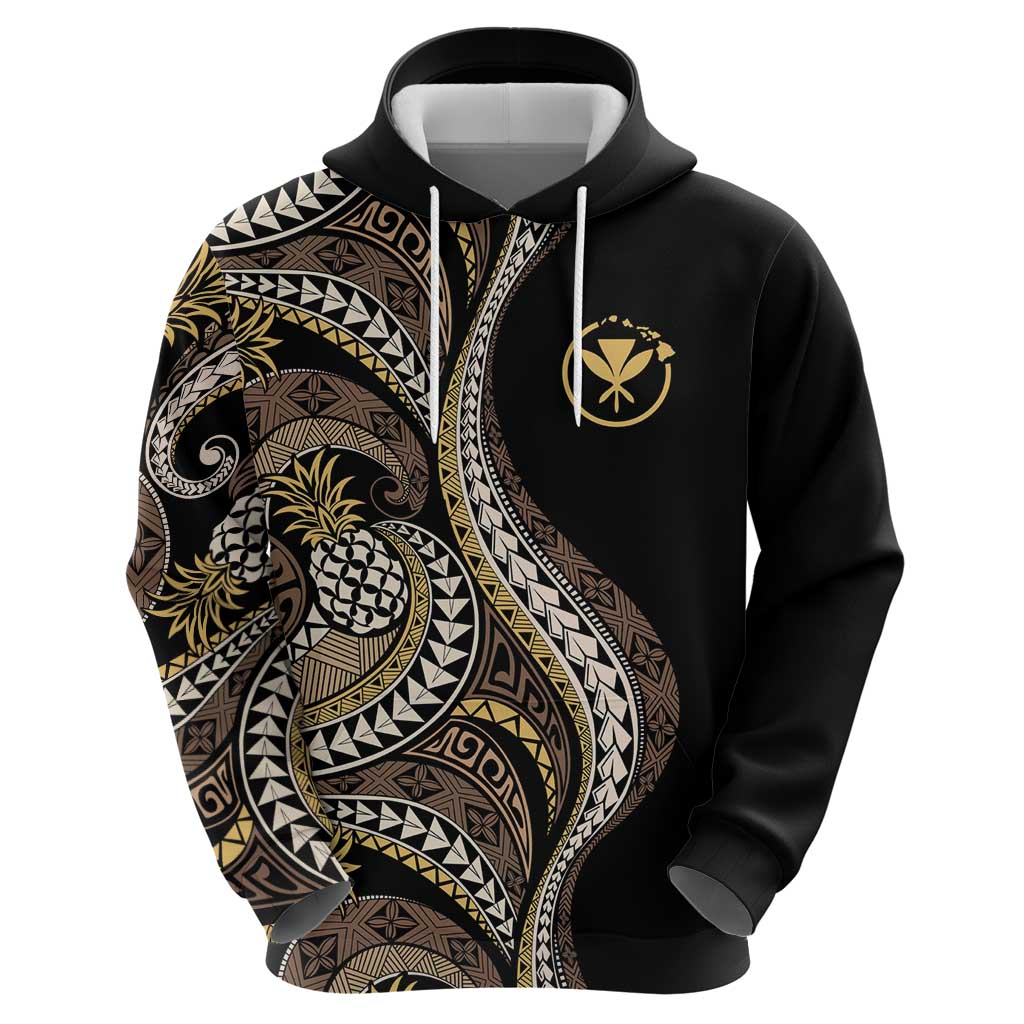 Hawaii Pineapple Brown Tribal Pattern Zip Hoodie - Polynesian Pride