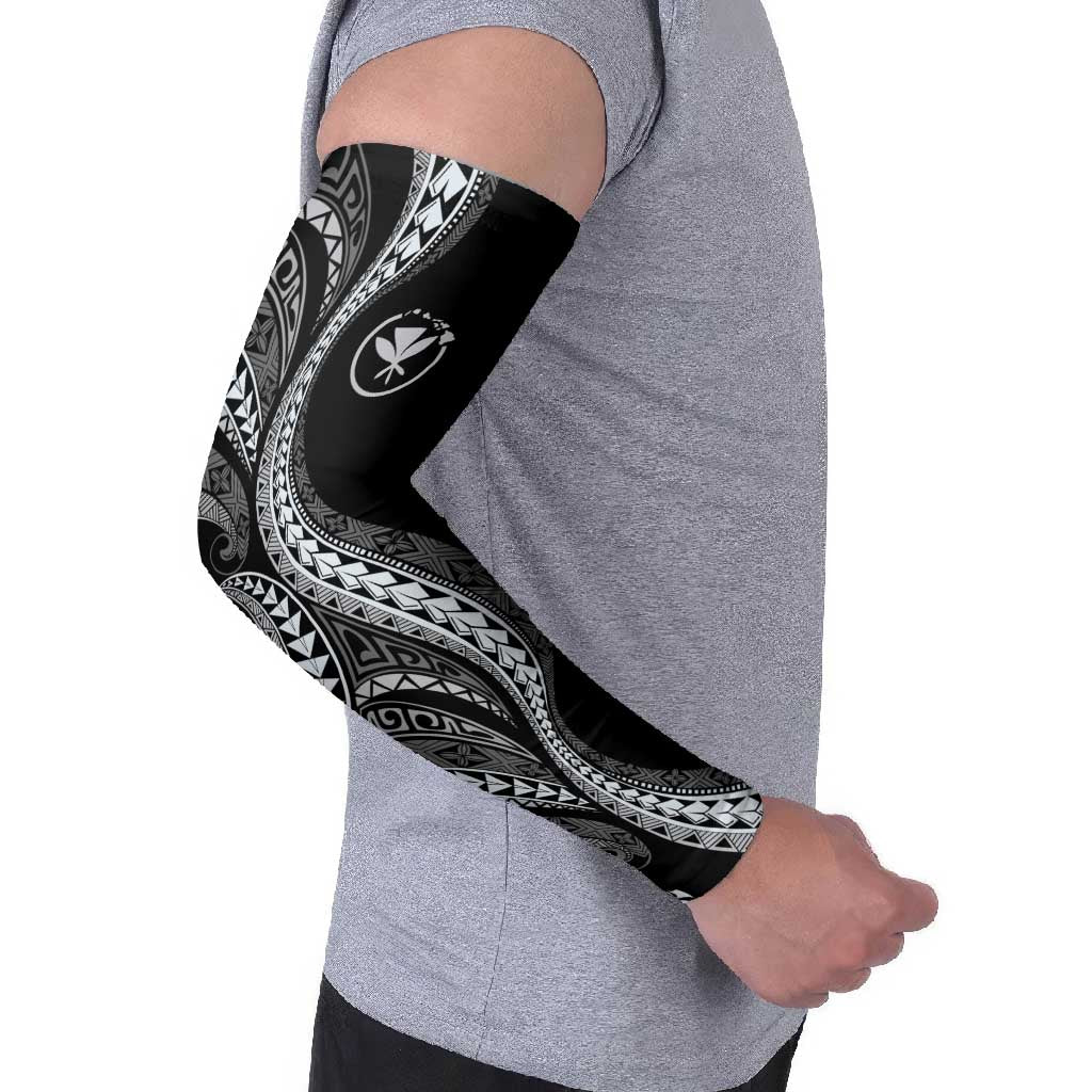 Hawaii Pineapple Gray Scale Tribal Pattern Arm Sleeves - Polynesian Pride