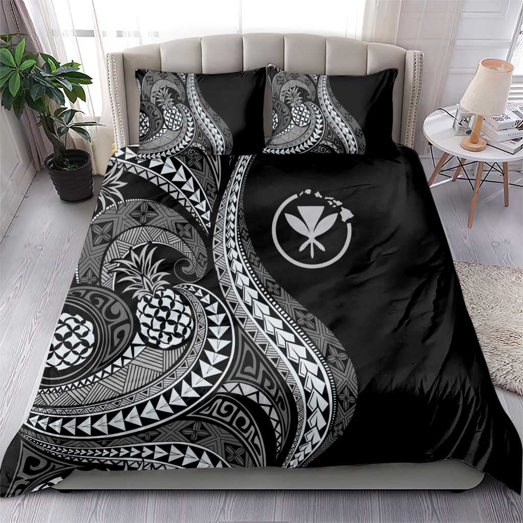 Hawaii Pineapple Gray Scale Tribal Pattern Bedding Set - Polynesian Pride