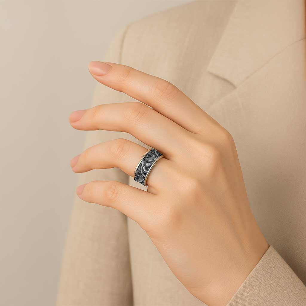 Hawaii Pineapple Gray Scale Tribal Pattern Classic Ring - Polynesian Pride
