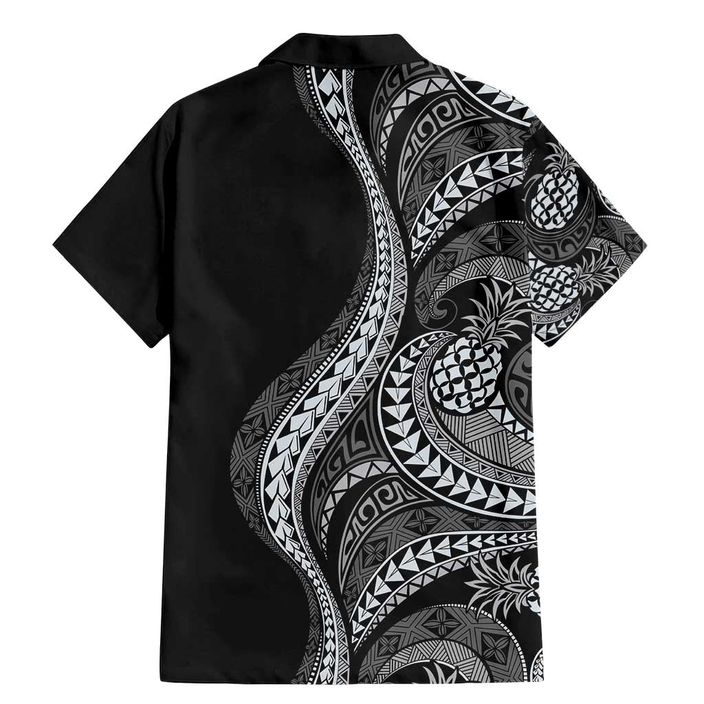 Hawaii Pineapple Gray Scale Tribal Pattern Family Matching Mermaid Dress and Hawaiian Shirt - Polynesian Pride