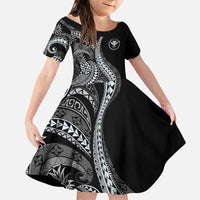 Hawaii Pineapple Gray Scale Tribal Pattern Family Matching Puletasi and Hawaiian Shirt - Polynesian Pride
