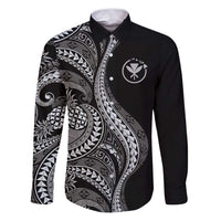 Hawaii Pineapple Gray Scale Tribal Pattern Family Matching Puletasi and Hawaiian Shirt - Polynesian Pride
