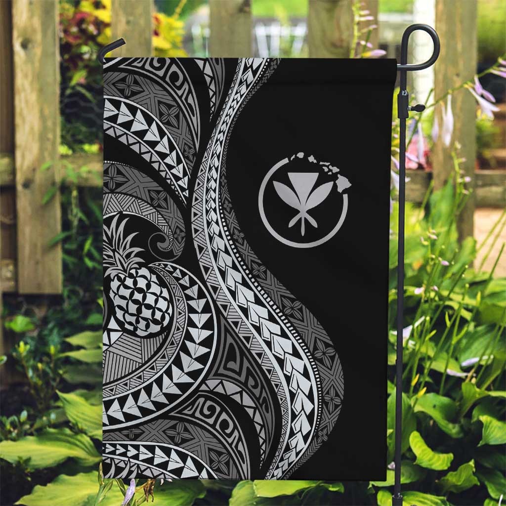 Hawaii Pineapple Gray Scale Tribal Pattern Garden Flag - Polynesian Pride