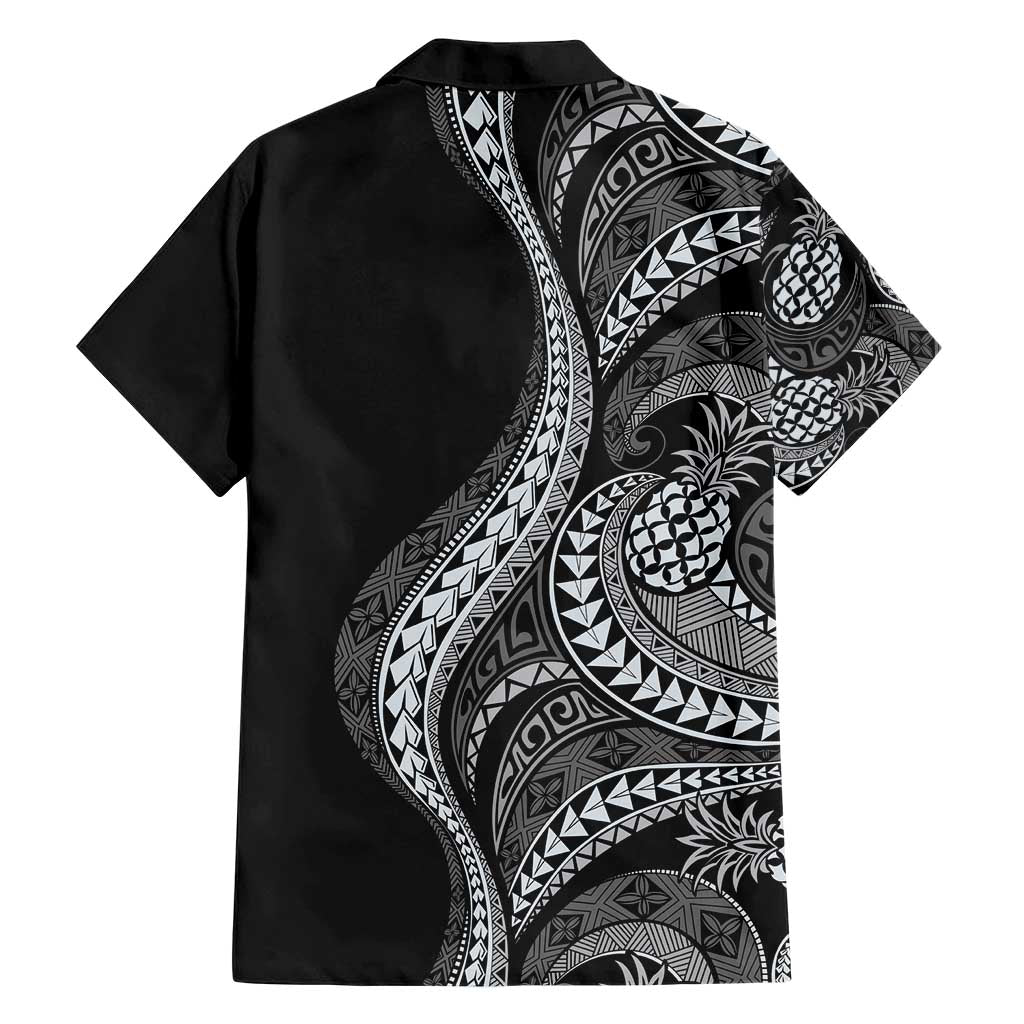 Hawaii Pineapple Gray Scale Tribal Pattern Hawaiian Shirt - Polynesian Pride
