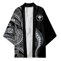 Hawaii Pineapple Gray Scale Tribal Pattern Kimono LT01 Unisex Black - Polynesian Pride