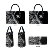 Hawaii Pineapple Gray Scale Tribal Pattern Leather Bag - Polynesian Pride