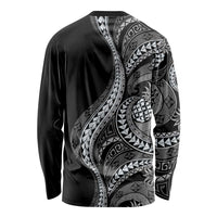 Hawaii Pineapple Gray Scale Tribal Pattern Long Sleeve Shirt LT01 - Polynesian Pride