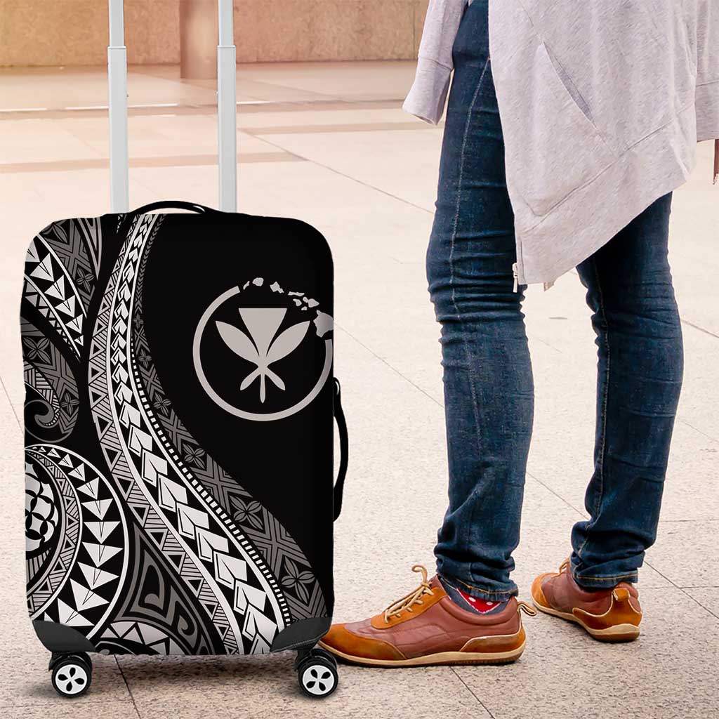 Hawaii Pineapple Gray Scale Tribal Pattern Luggage Cover - Polynesian Pride