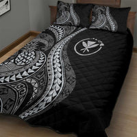Hawaii Pineapple Gray Scale Tribal Pattern Quilt Bed Set - Polynesian Pride