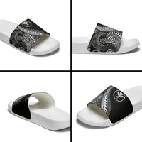Hawaii Pineapple Gray Scale Tribal Pattern Slide Sandals LT01 - Polynesian Pride