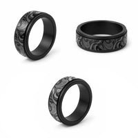 Hawaii Pineapple Gray Scale Tribal Pattern Spinner Ring - Polynesian Pride