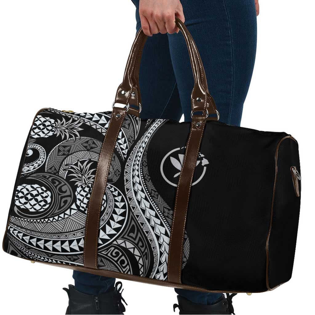 Hawaii Pineapple Gray Scale Tribal Pattern Travel Bag - Polynesian Pride