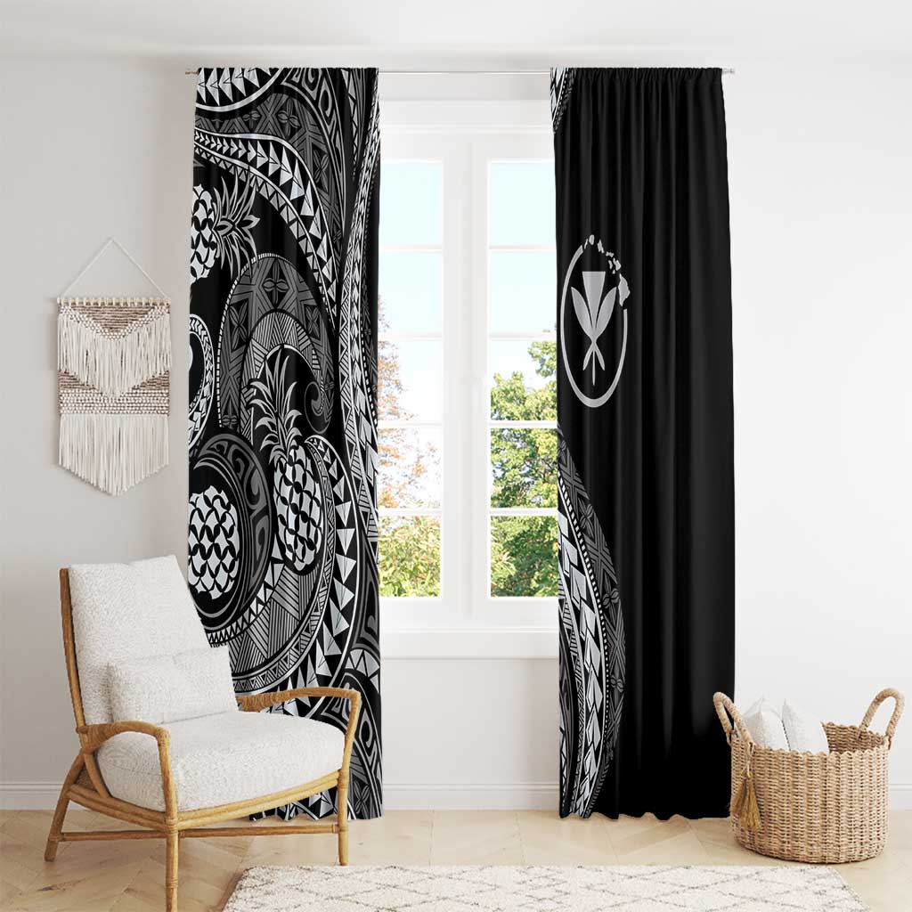 Hawaii Pineapple Gray Scale Tribal Pattern Window Curtain LT01 - Polynesian Pride