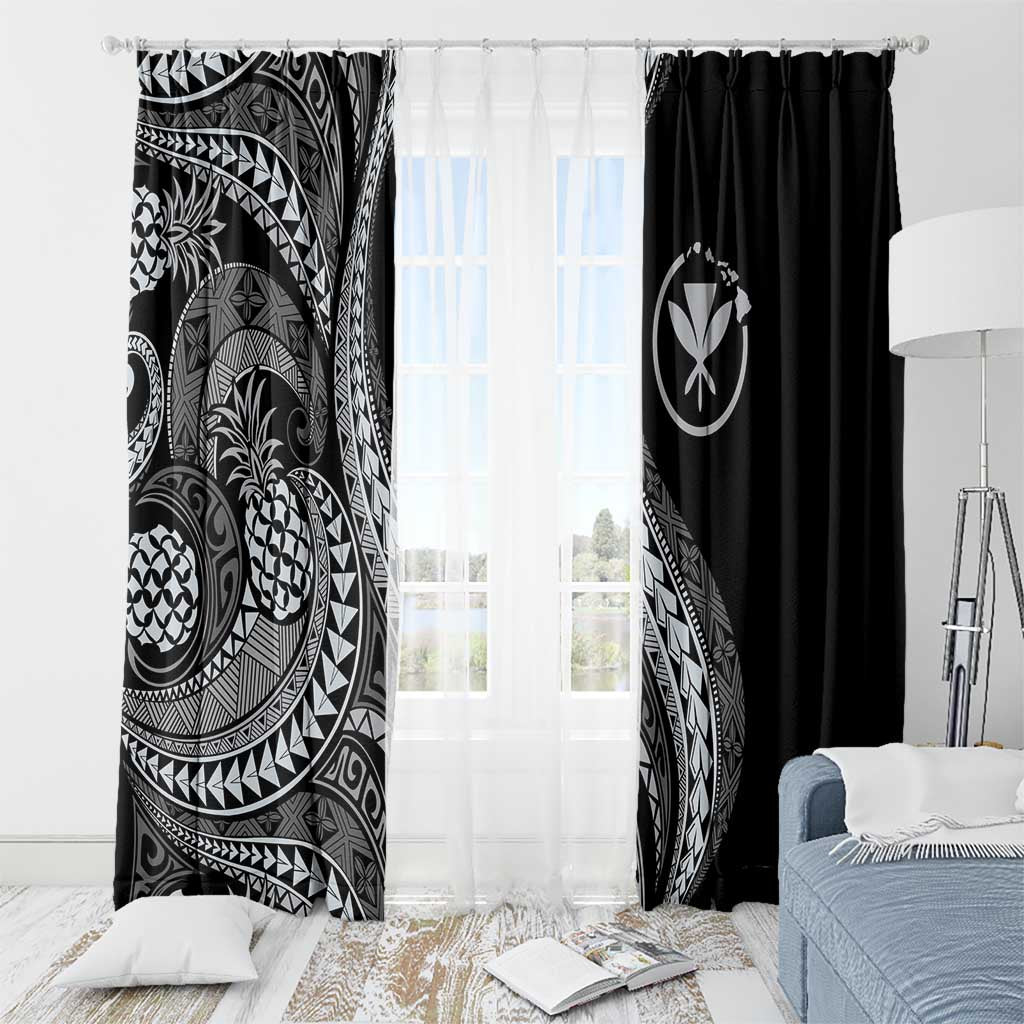 Hawaii Pineapple Gray Scale Tribal Pattern Window Curtain LT01 - Polynesian Pride