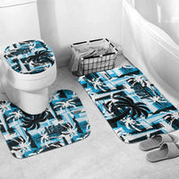 Fijian Rugby Bathroom Set Grunge Palm Stylized LT01 Mat Set Only (3 pcs) One Size Blue - Polynesian Pride
