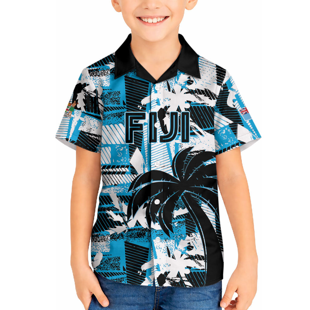 Custom Fijian Rugby Hawaiian Shirt Grunge Palm Stylized LT01 - Polynesian Pride
