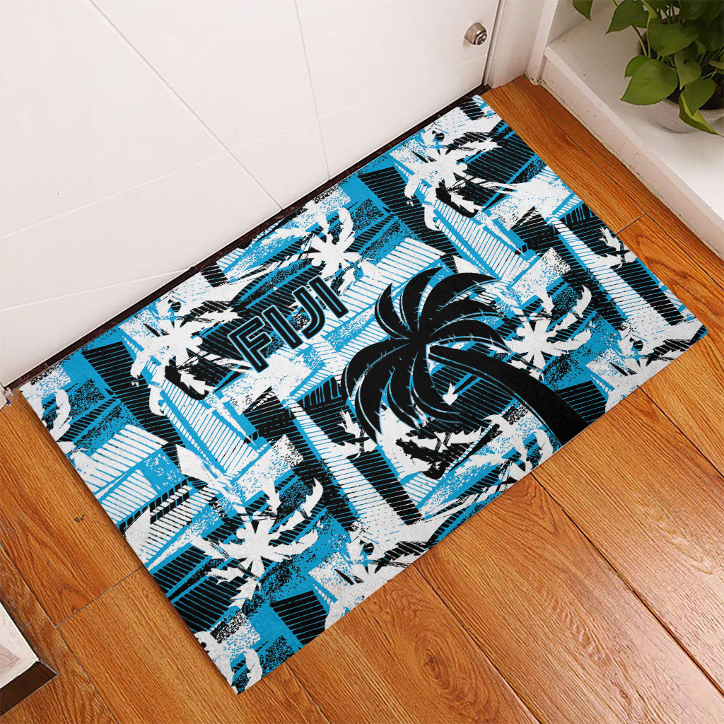 Fijian Rugby Rubber Doormat Grunge Palm Stylized LT01 - Polynesian Pride