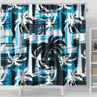 Fijian Rugby Shower Curtain Grunge Palm Stylized LT01 - Polynesian Pride