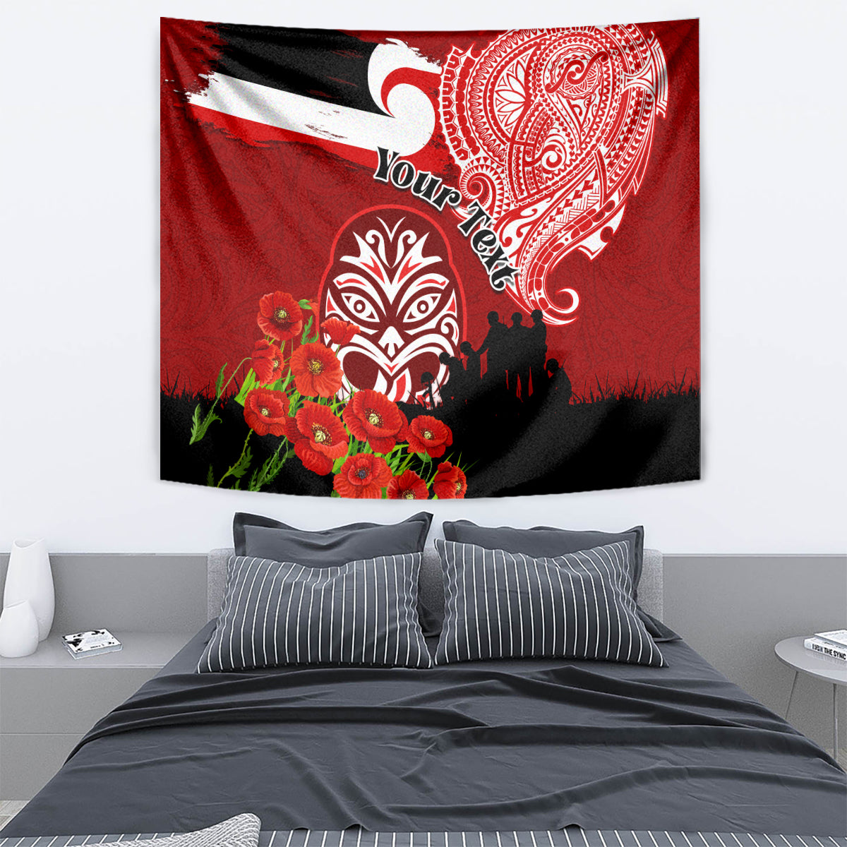 New Zealand ANZAC Waitangi Day Tapestry Lest We Forget Soldier Tiki Maori Style LT03 - Polynesian Pride