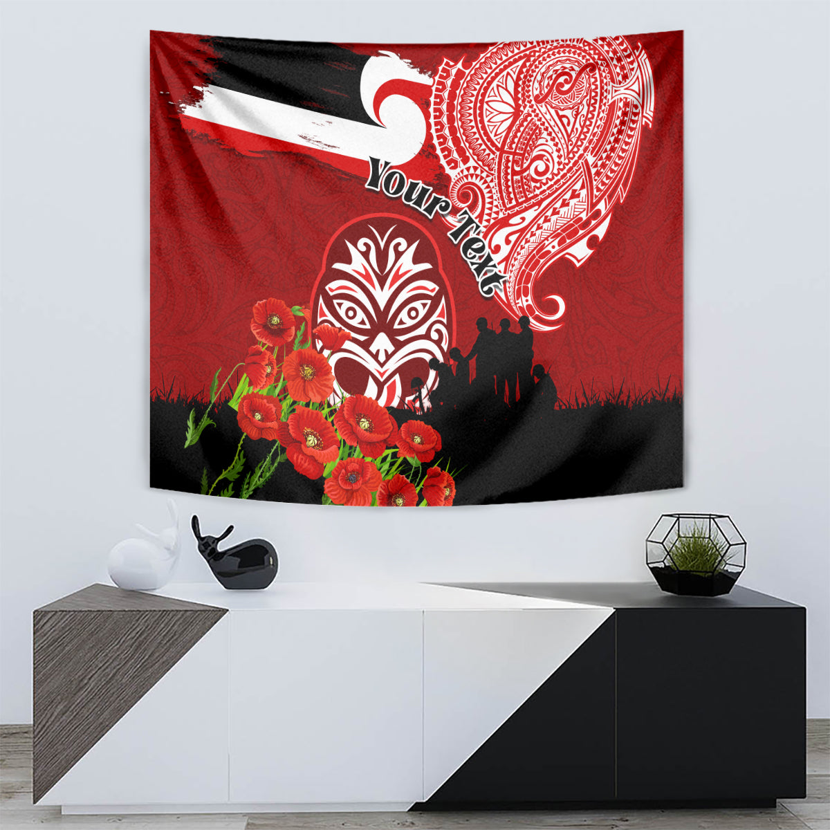 New Zealand ANZAC Waitangi Day Tapestry Lest We Forget Soldier Tiki Maori Style LT03 - Polynesian Pride