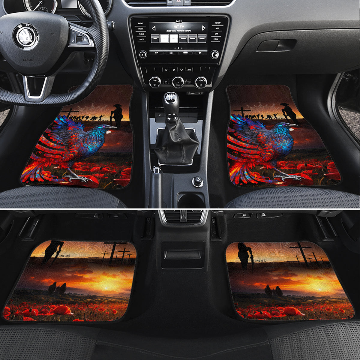 New Zealand Tui Bird Soldier ANZAC Car Mats Lest We Forget LT03