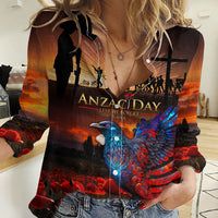 New Zealand Tui Bird Soldier ANZAC Women Casual Shirt Lest We Forget LT03 Female Black - Polynesian Pride