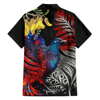 New Zealand Kohwhai Tui Bird Family Matching Long Sleeve Bodycon Dress and Hawaiian Shirt Silver Fern Version LT03 - Polynesian Pride