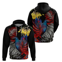 New Zealand Kohwhai Tui Bird Zip Hoodie Silver Fern Version LT03 - Polynesian Pride