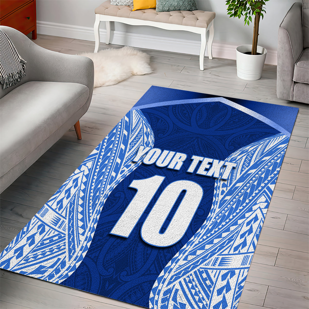 Custom Manu Samoa Rugby Area Rug Polynesian Tattoo
