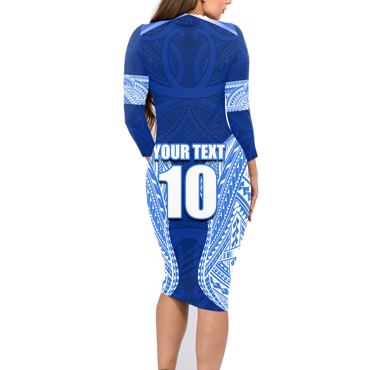 Custom Manu Samoa Rugby Family Matching Long Sleeve Bodycon Dress and Hawaiian Shirt Polynesian Tattoo LT03